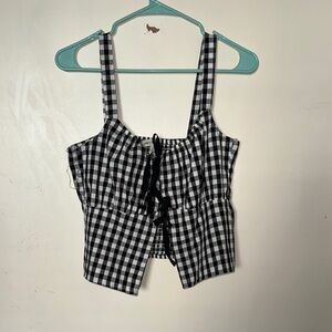 Black and White Checkered Crop Top